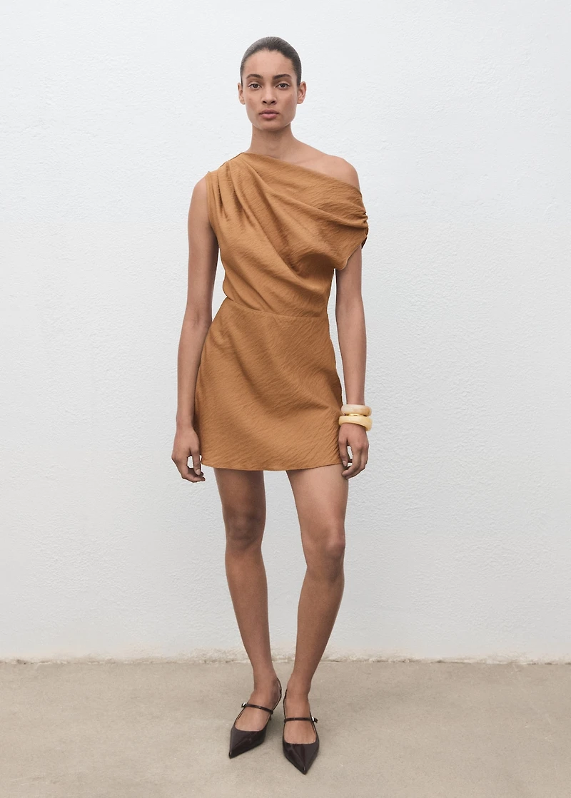 Asymmetric draped gown