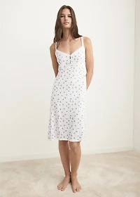 Floral-print lace nightdress