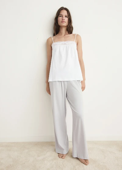 Fluid cotton pajama bottoms