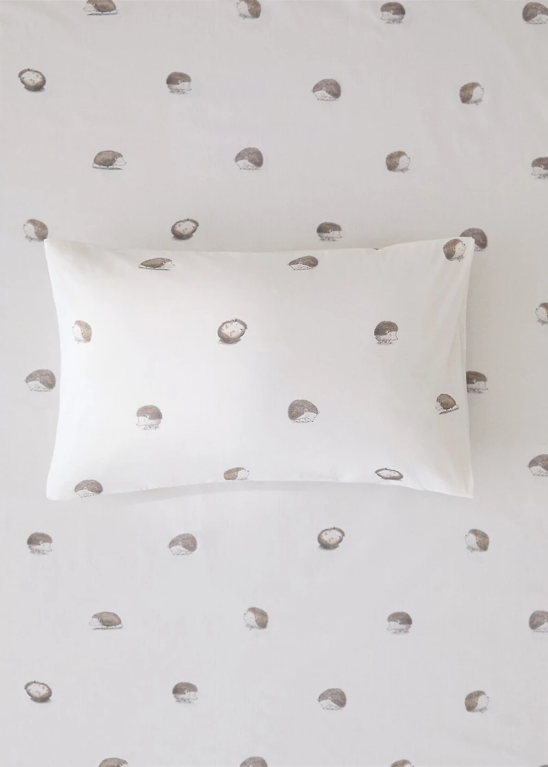 Cotton children's pillowcase with hedgehog print 30x50 cm
