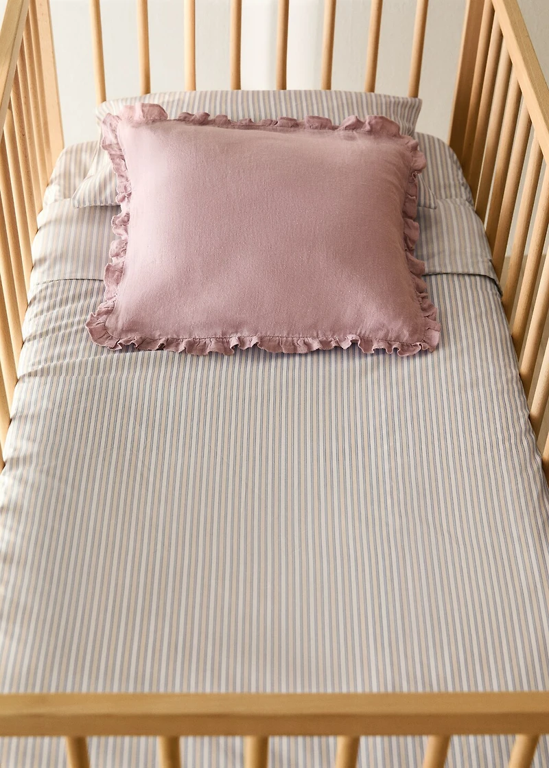 Percale cotton fine-striped duvet cover for crib