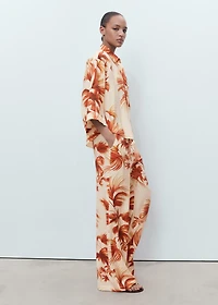 Straight-leg pants with palm tree print