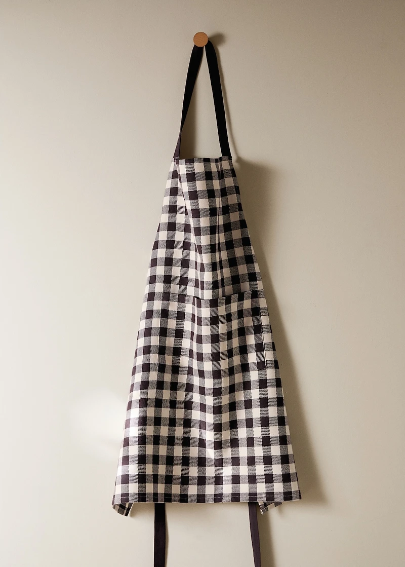 Gingham check cotton apron