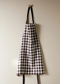 Gingham check cotton apron