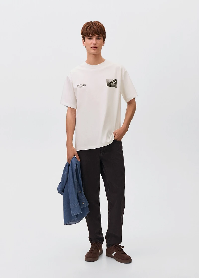 Printed cotton-blend t-shirt