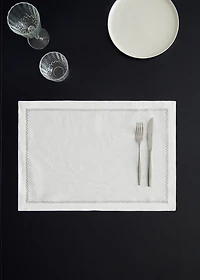 100% linen placemat with embroidered detail