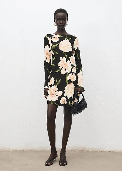 Floral-print dress with bell sleeves