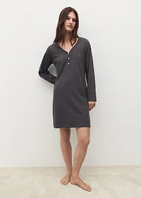 Cotton nightdress with button detail
