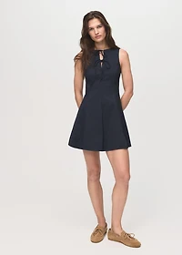 Denim-effect dress with bows