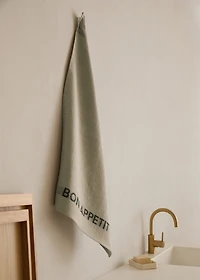Linen kitchen towel with embroidered details