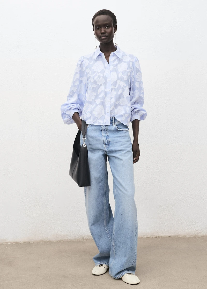 Striped shirt with embroidered details