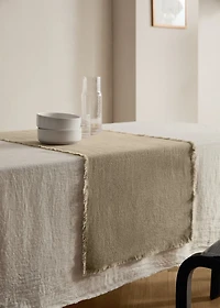 Linen table runner with tassels