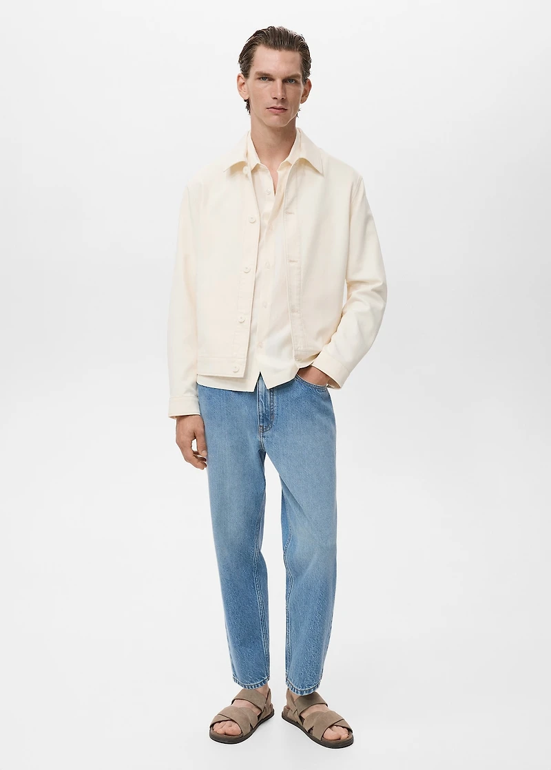 Straight cotton jacket with buttons