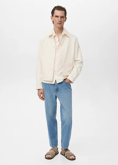 Straight cotton jacket with buttons