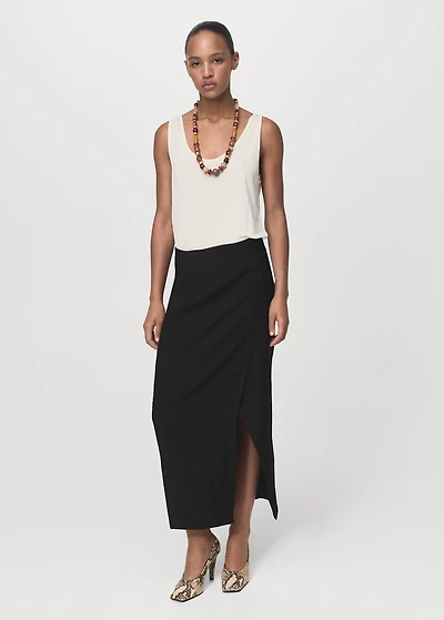 Creased-effect wrap-around skirt