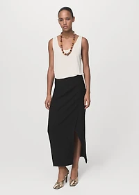 Creased-effect wrap-around skirt