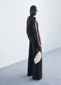 Straight-fit pants with elastic waist