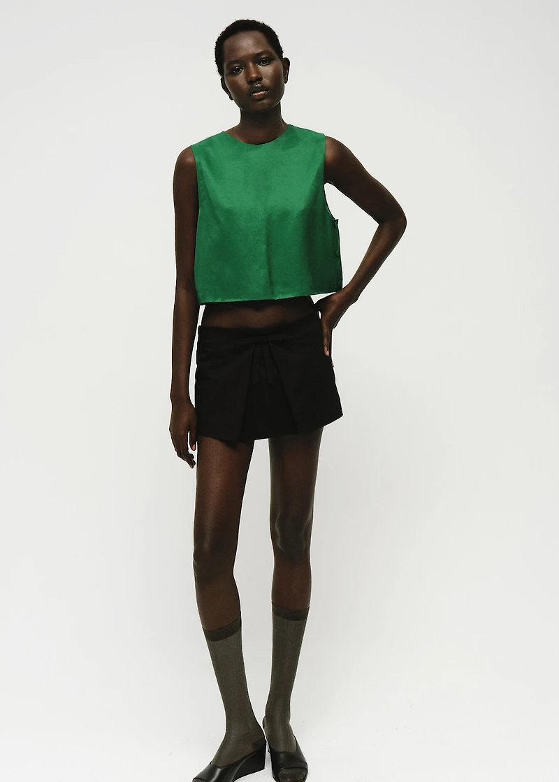 Linen-blend top with buttons