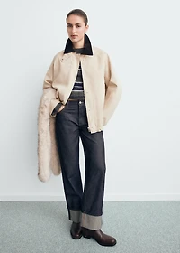 Cotton jacket with corduroy collar