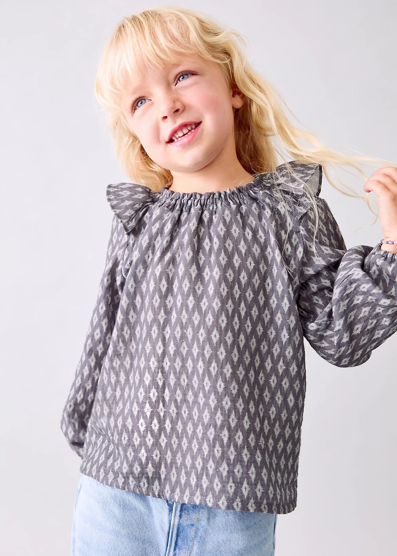 Cotton blouse with ethnic print