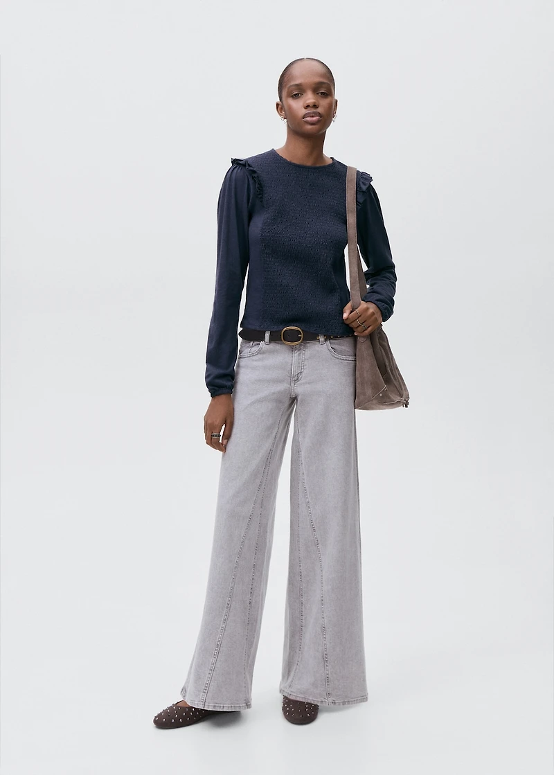 Ruffles ruched T-shirt