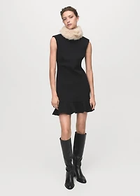 High-neck dress with ruffle
