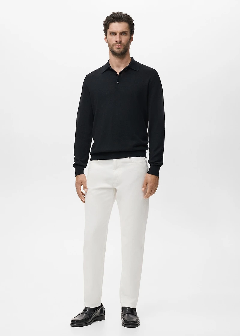 100% merino wool polo jumper