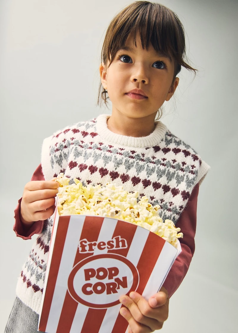 Knitted vest with heart pattern