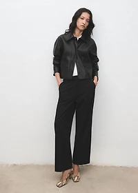 Mid-rise cropped straight-leg pants
