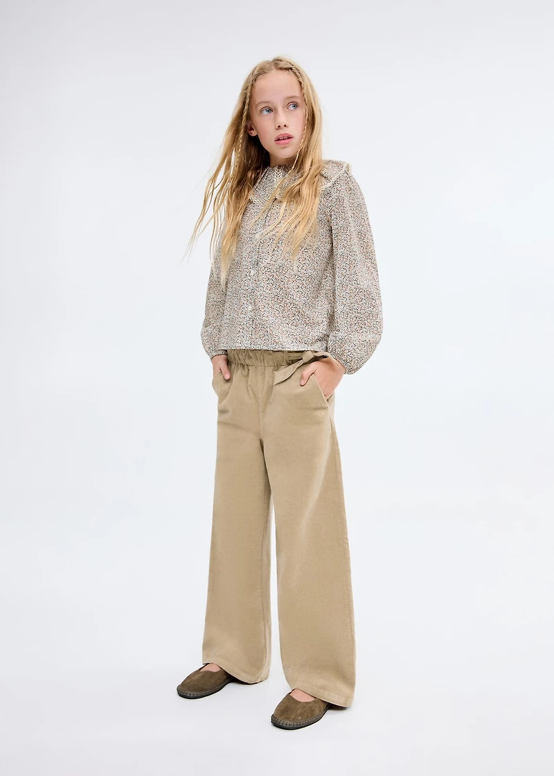 Micro-corduroy culotte trousers