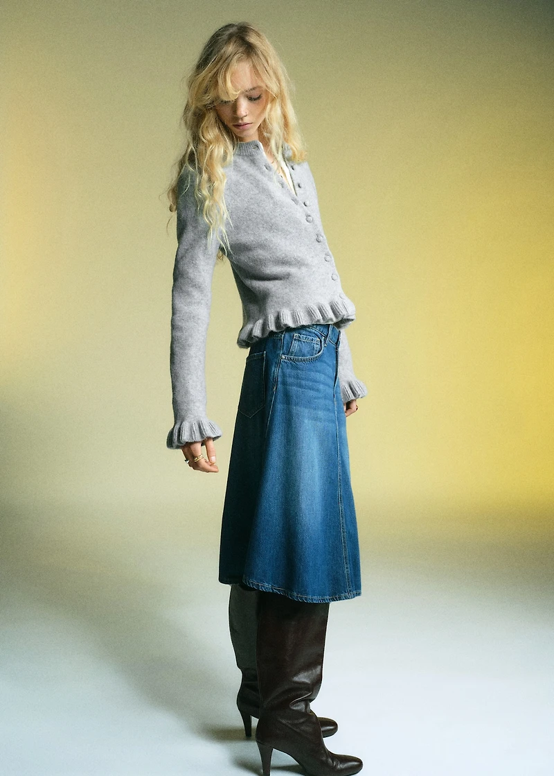 Ruffle knit cardigan