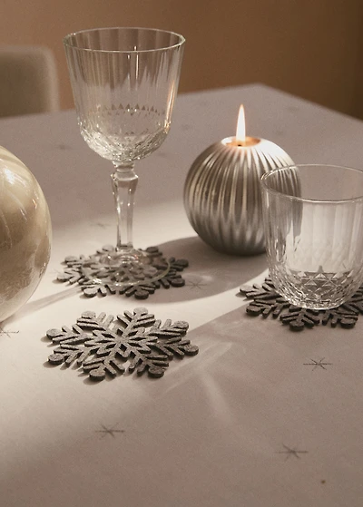 Set of 6 snowflake felt coasters