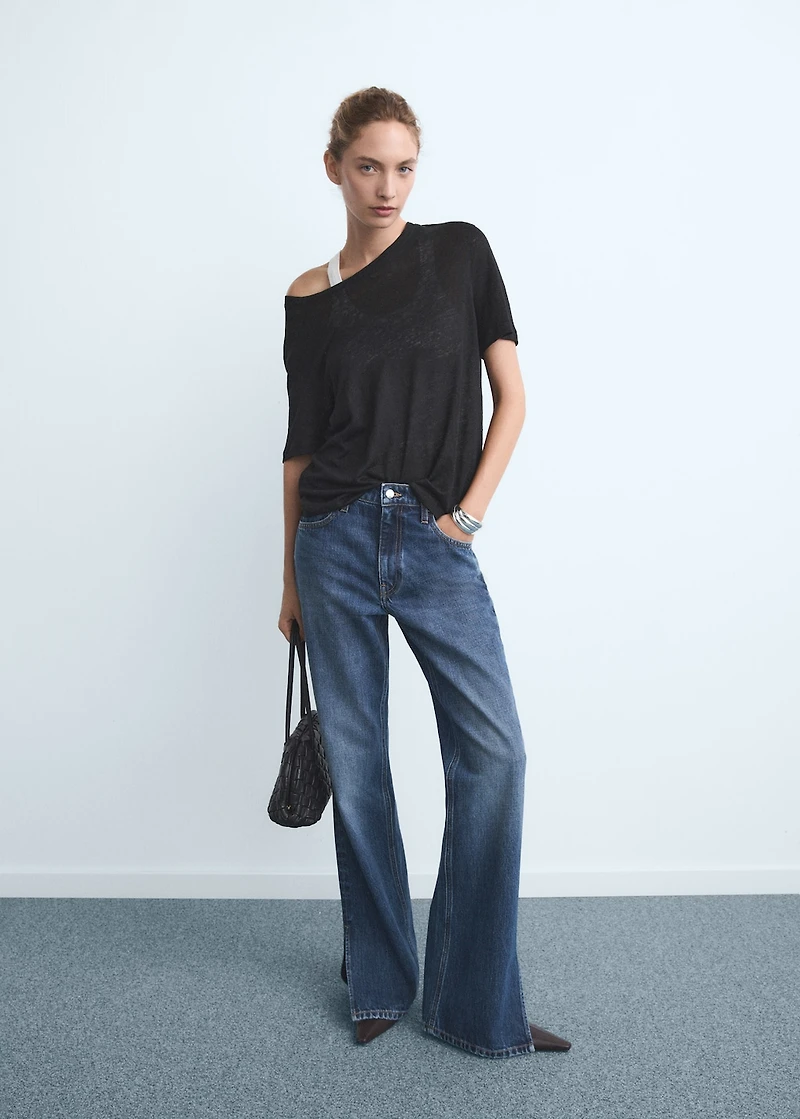 Straight-leg jeans with openings