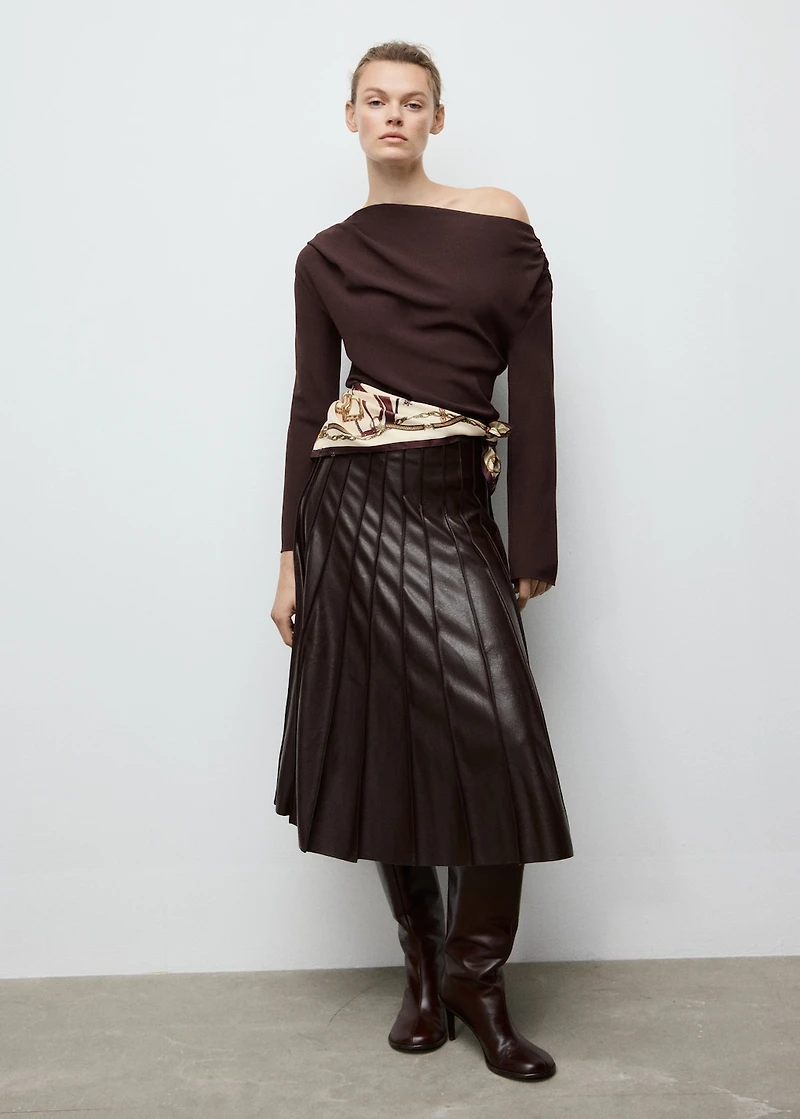 Blouse with asymmetrical neckline