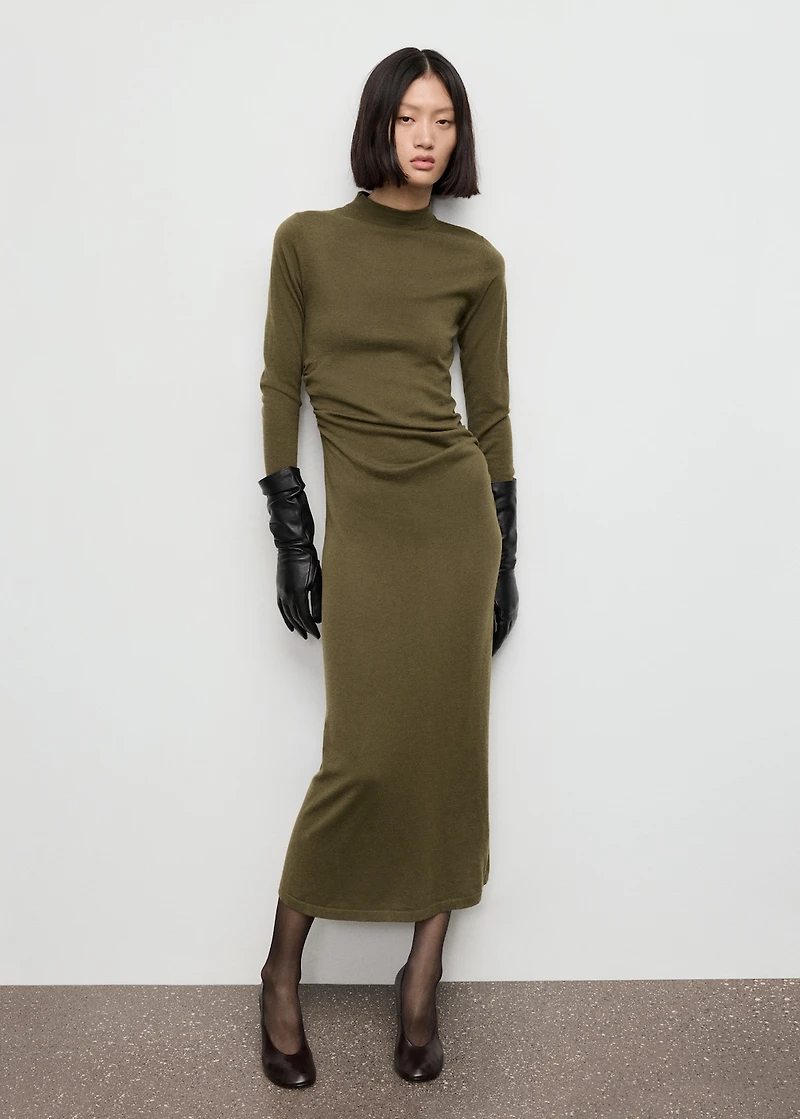 Perkins-neck knitted dress