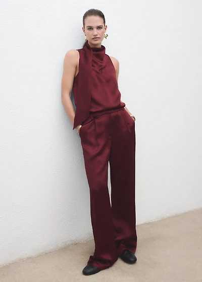 Satin wide-leg pants