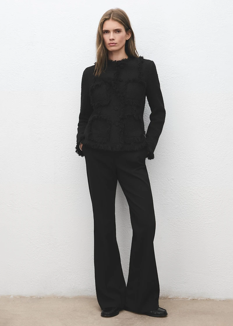 Tweed jacket with frayed ends