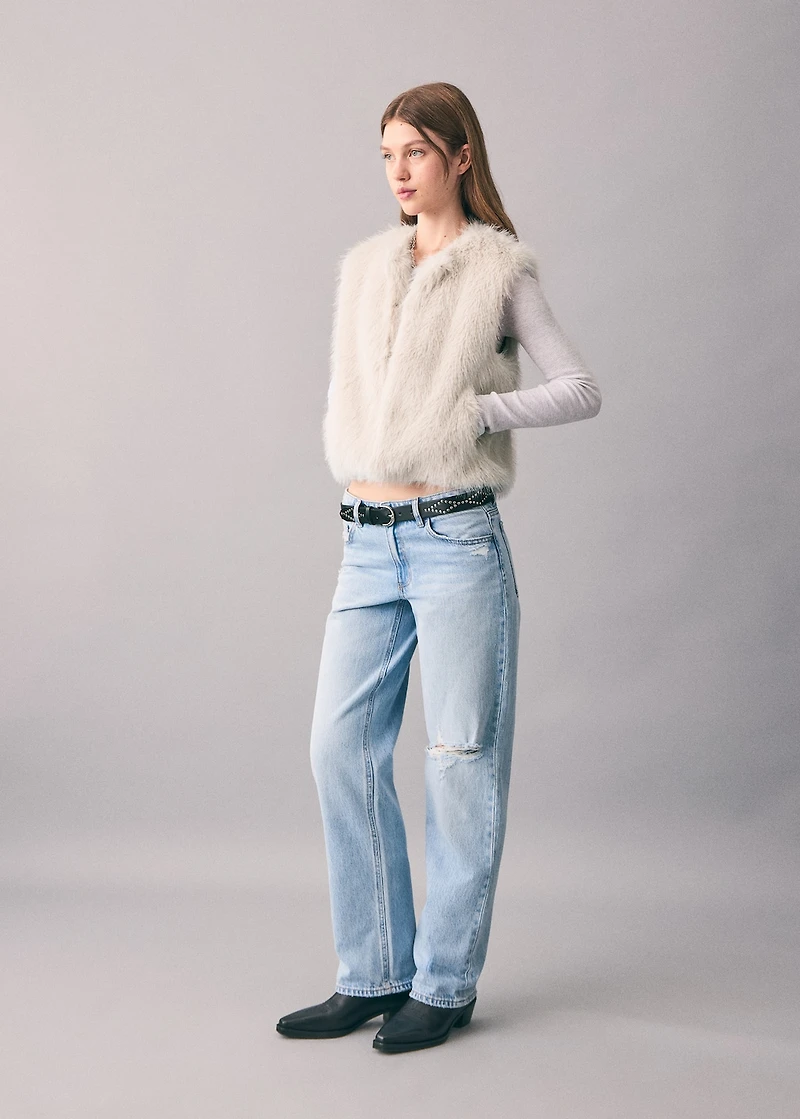 Fur-effect cape vest