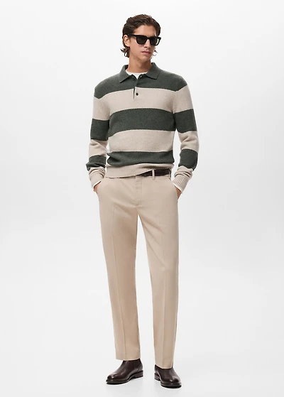 Knitted wool blend polo sweater