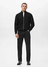 Ribbed-knit cardigan with zipper