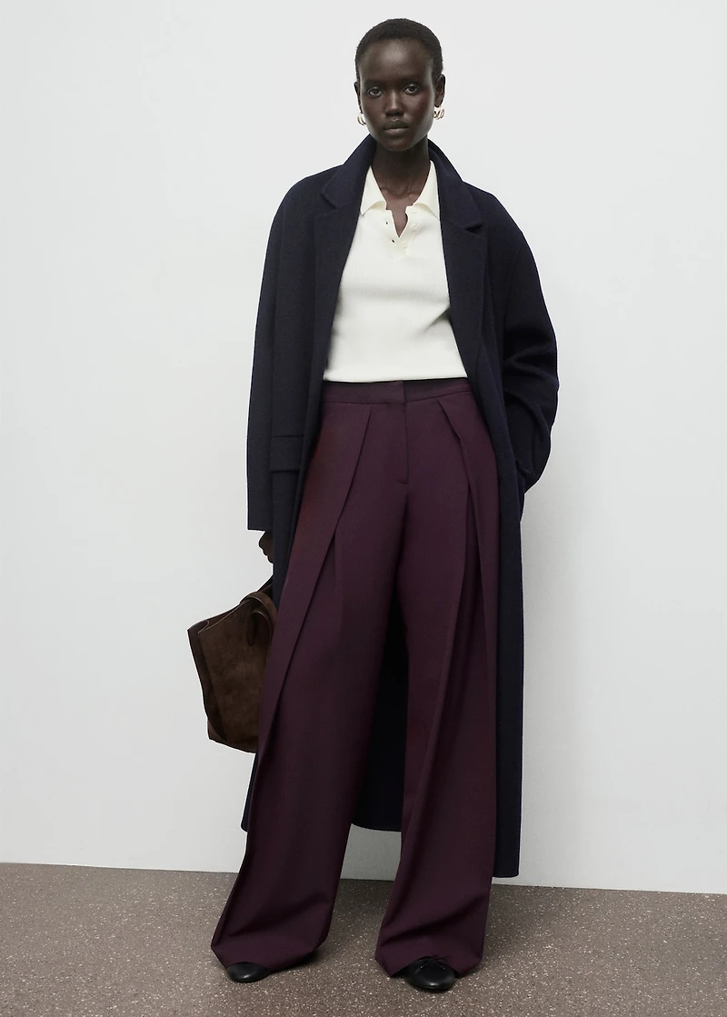 Pleated wide leg trousers