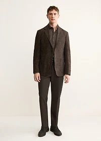 Slim-fit micro-check wool-blend jacket