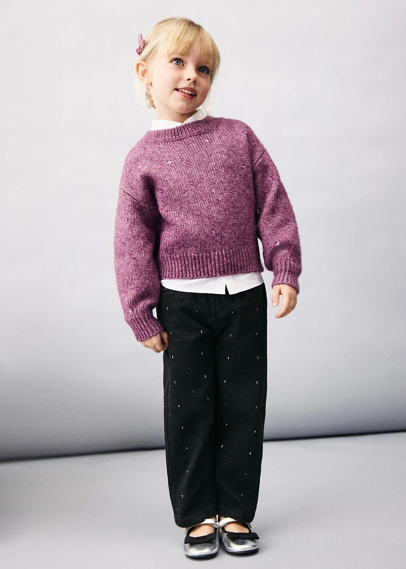 Straight jeans with rhinestone detail