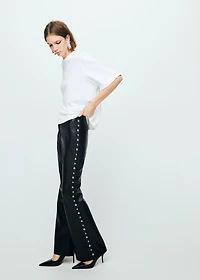 Studded faux-leather pants