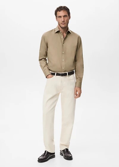Slim-fit lyocell cotton shirt