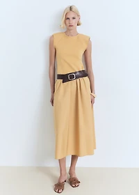 Combined fabric midi-dress