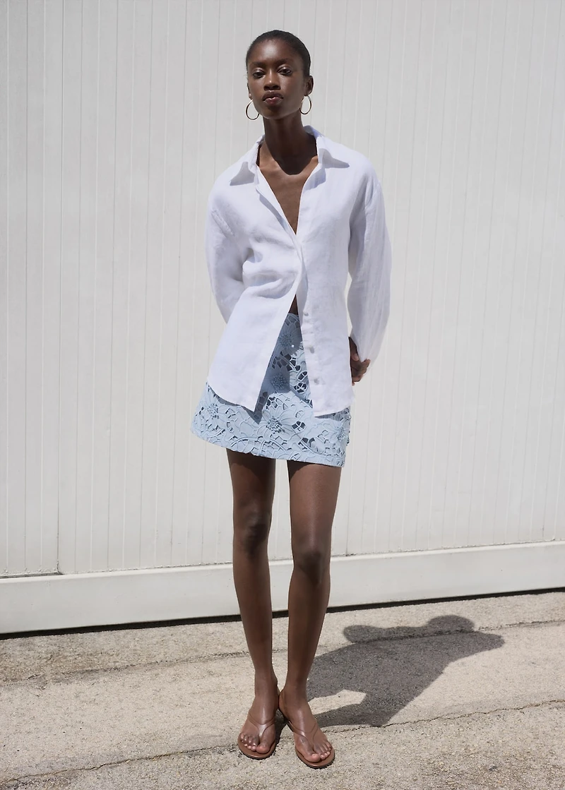 Embroidered cotton skirt