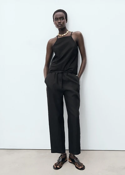 Linen pants with drawstring