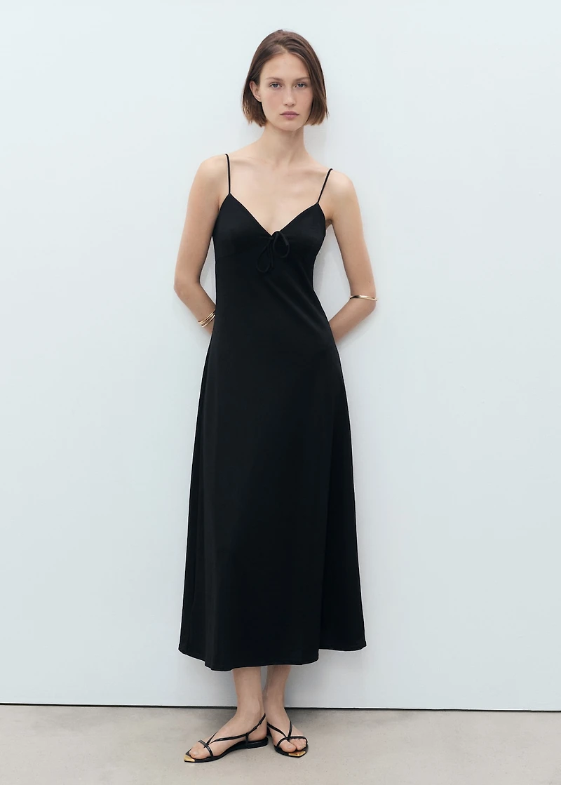 Long dress with bow neckline