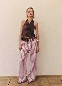 Striped ramie pants